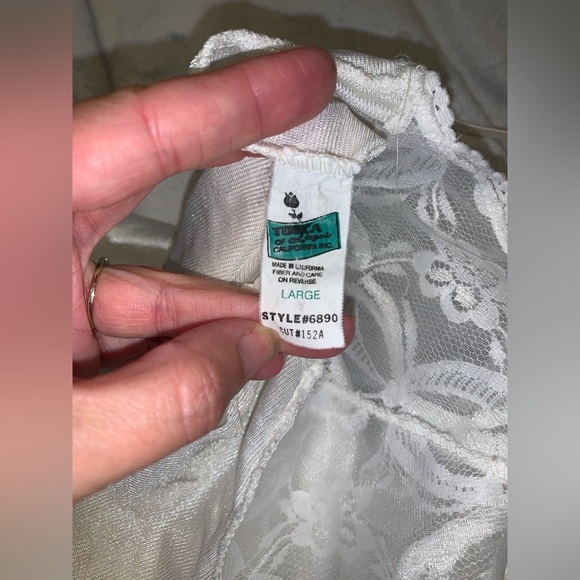 TOSCA OF CALIFORNIA white nylon lace cup babydoll maxi slip nightgown large - Picture 5 of 7